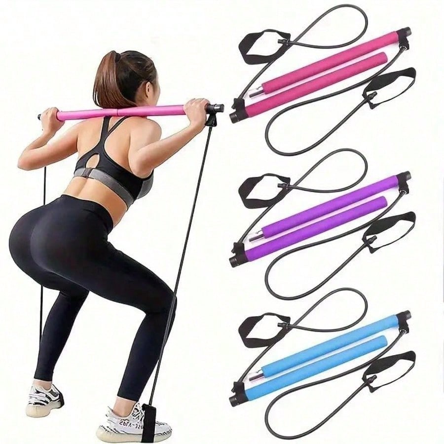 Pilates Bar Kit With Resistance Bands - مجموعة بار بيلاتس مع شريط مقاومة،