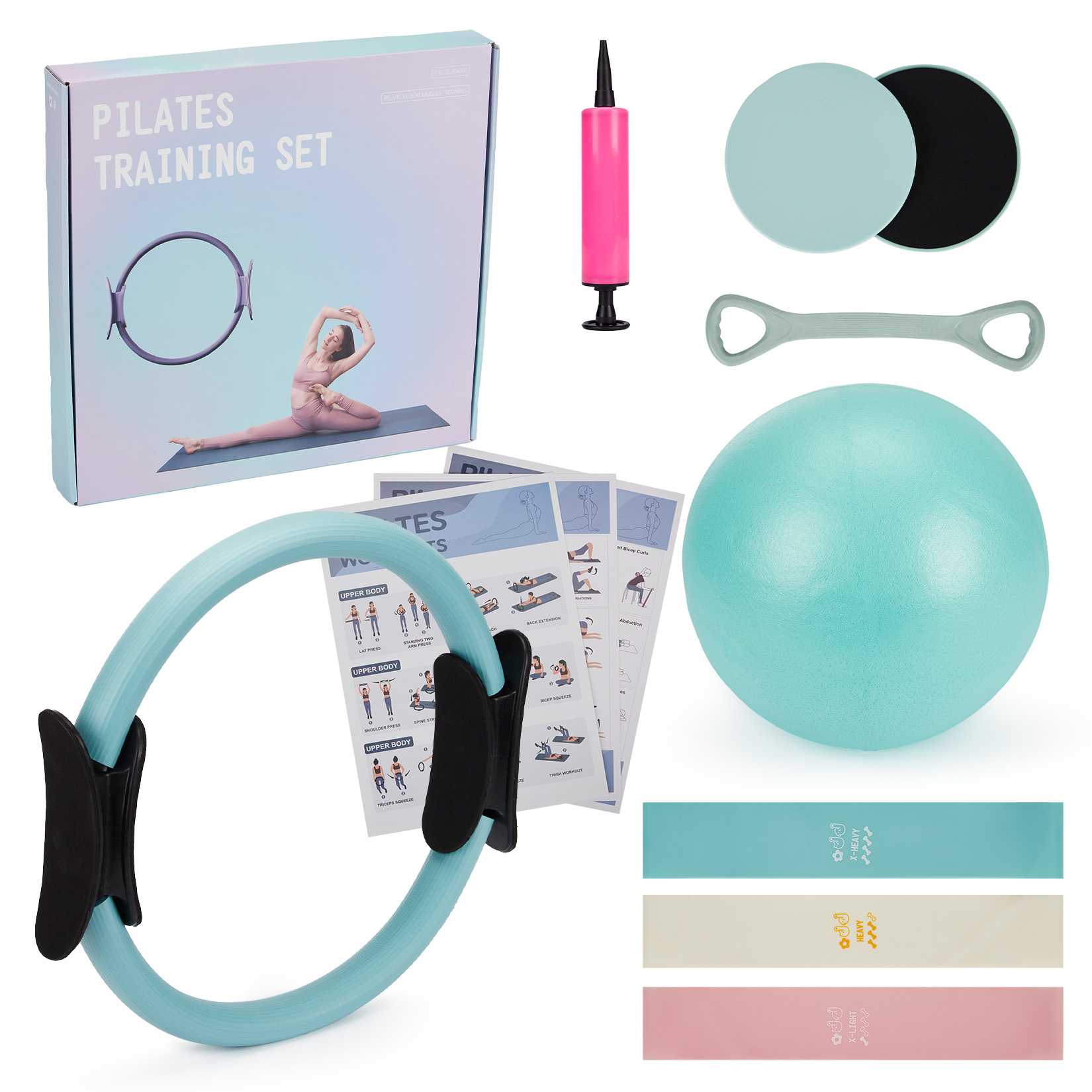 Pilates Bar Kit With Resistance Bands - مجموعة تدريب البيلاتس، حلقة بيلاتس 6