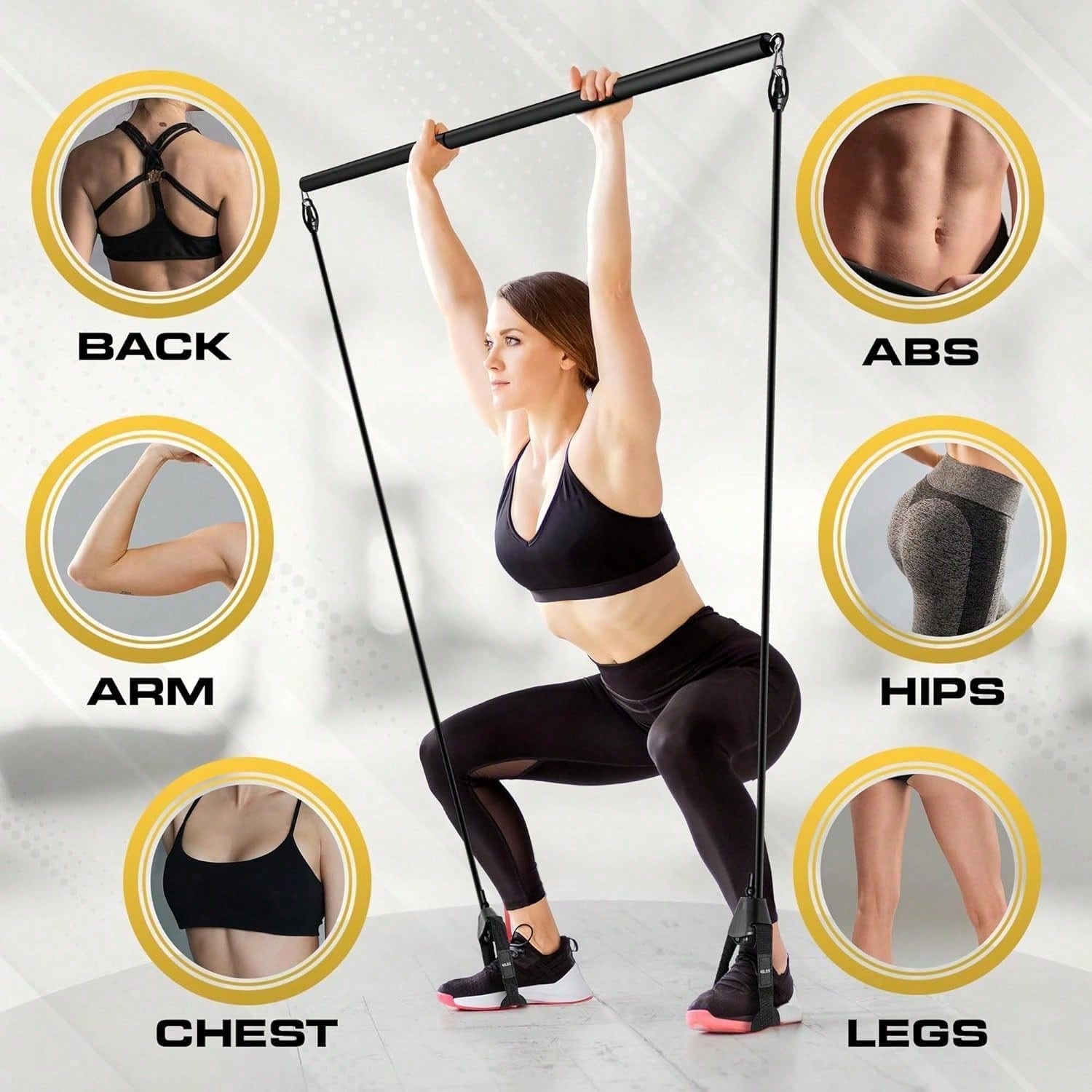 مجموعة بار بيلاتس مع شريط مقاو - مراجعة Pilates Bar Kit With Resistance Bands وسعره