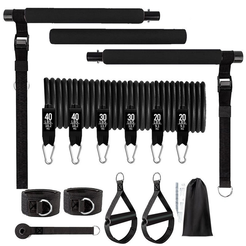 أشرطة مقاومة بوزن 180 رطل مع ق - مراجعة Pilates Bar Kit With Resistance Bands وسعره