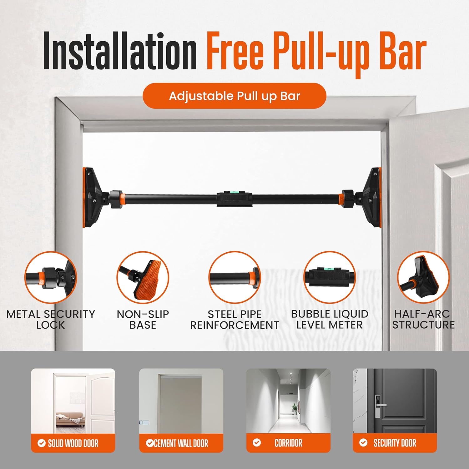 عارضة سحب/رفع للباب بدون براغي - مراجعة Door Pull Up Bar No Screw وسعره